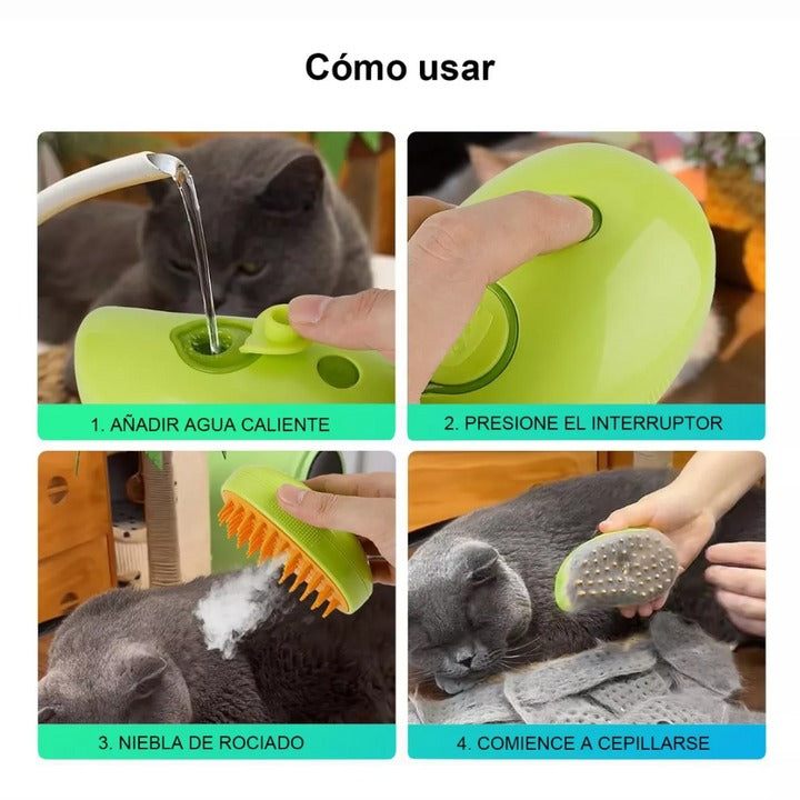 cepillo vaporizador de mascota