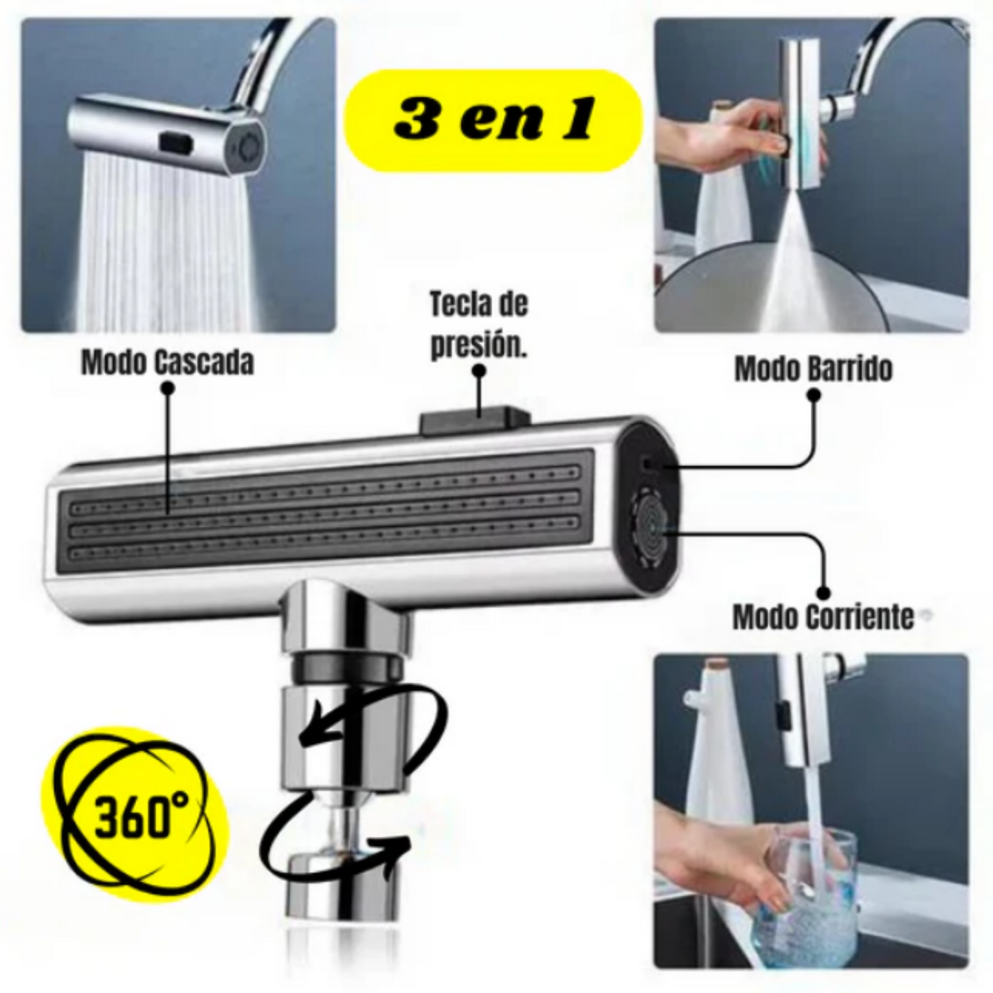 Grifo Cascada de Acero 360 grados